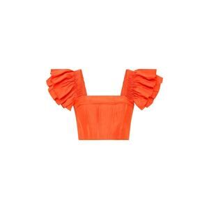 Aje Imagination Frill Sleeve Top - 4 - Orange